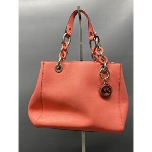 Michael Kors Flamingo Pink And Silver Hardware Saffiano Leather Shoulder Bag